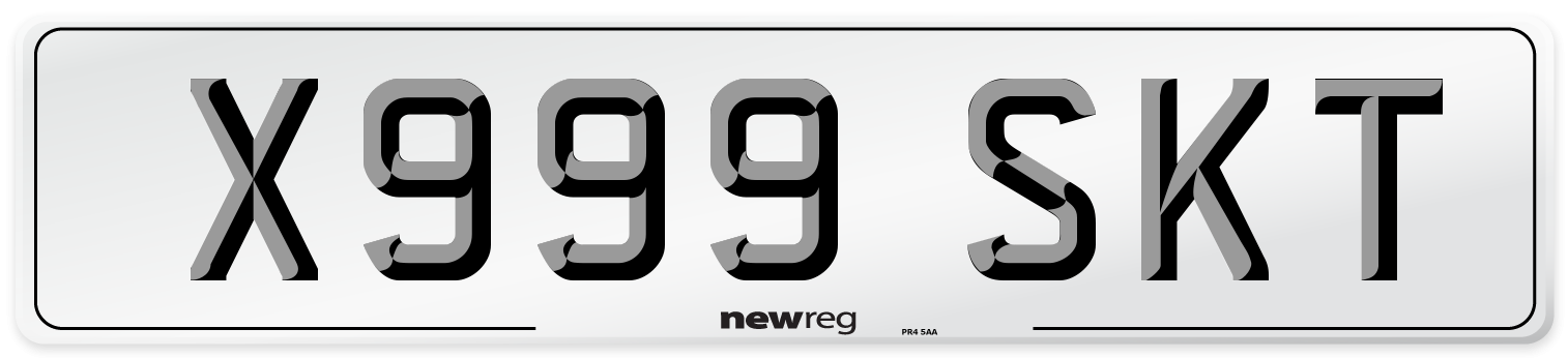 X999 SKT Number Plate from New Reg